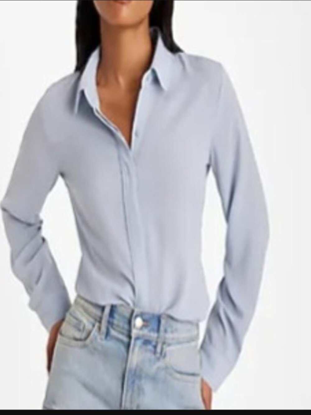 EXPRESS Portofino Shirt in Light Blue Size L